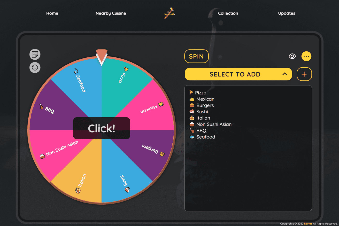 Spin wheel Page Image What should I eat today? image